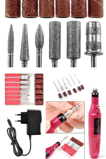 Electric Nail Manicure Care Pen Sanding Polisher Machine 6 Heads Nail Beauty Set Oj