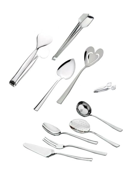 Çelik 10 Parça Spatula Kaşık Kevgir Kepçe Izgara Şeker Pasta Maşa Takımı Seti