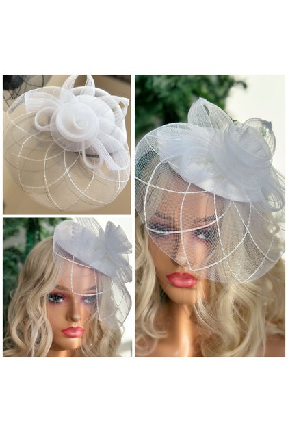 Vintage design bridal wedding long tulle veil rose flower hat hair accessory pensli cap buckle white