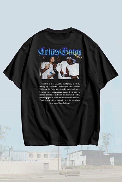 Grove Fashion Çift Yönlü Eminem Crips Gang Unisex Oversize T-shirt