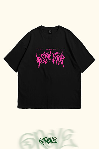 Grove Fashion Blackpink Lisa Ön ve Arka Baskılı Unisex Oversize T