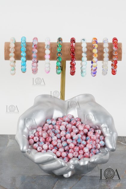 8 mm Glass Beads - Jewelry Beads - Rosary Beads - Bracelet Accessory - 50 Pieces of First Quality Patterned Glass