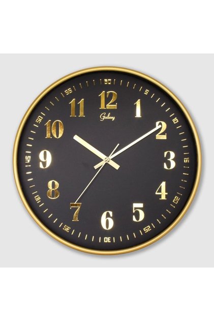 Dekoratif Siyah Gold Duvar Saati 30CM