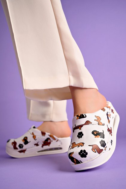 Dog Patterned Airmax Sole Sabo Slippers