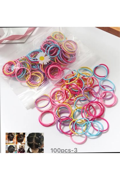 100pcs fabric rubber mesh and binding rubber buckle in transparent bag