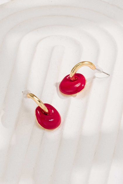 Red Enamel Special Design Women's Earrings