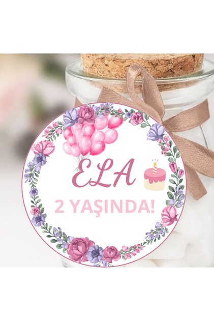 Bebek Çocuk Doğumgünü Yapışkanlı Etiket - Mat Beyaz Kağıt Üzerine 4x4 Cm - 24 Adet