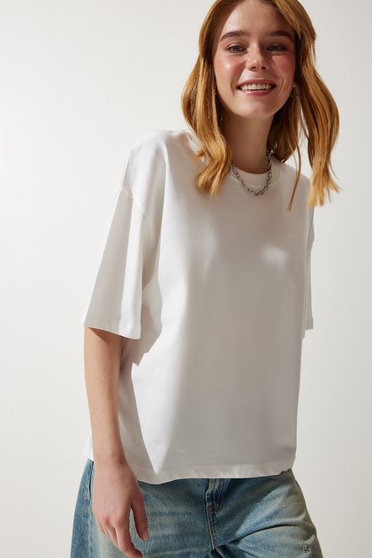 Women's Off-White Premium Crew Neck Oversize Knitted T-Shirt AH00160