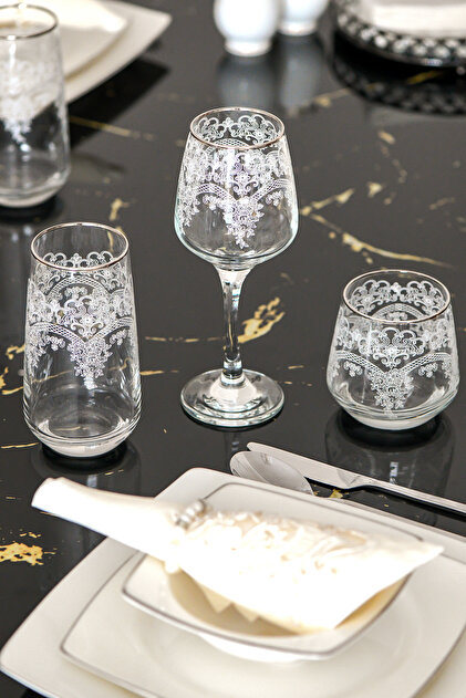 Platinum Silver Gilt Goblet Water Soft Drink Cup 18 piece Dining Tableware Cup Set with Dowry Gift