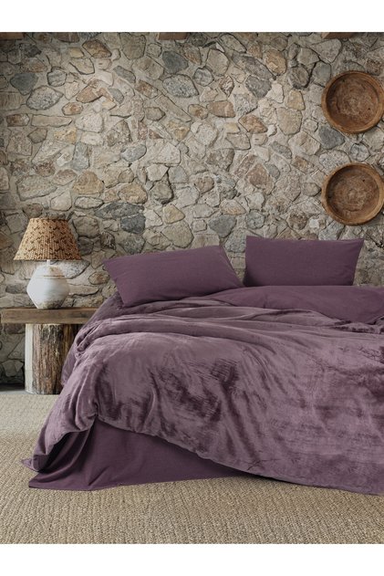 Velvet Double Duvet Cover Set Flossy Plum