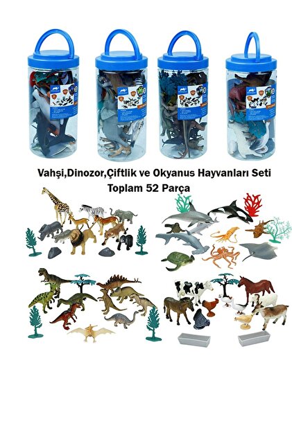 cayenna 4'lü Set ! Oyuncak Vahşi - Çiftlik - Okyanus Ve Dinozor