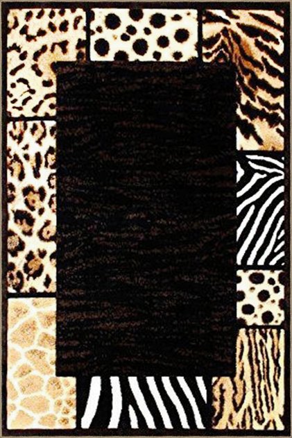 Black Themed Abstract Leopard and Zebra Pattern Creative Modern Decorative Carpet 3655