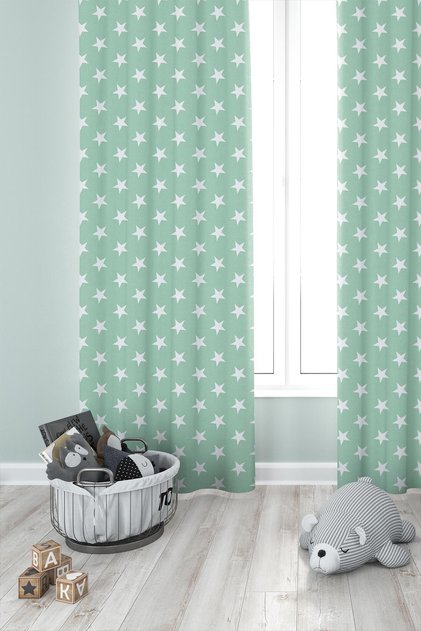 Star Patterned Background Curtain Mint 170x270