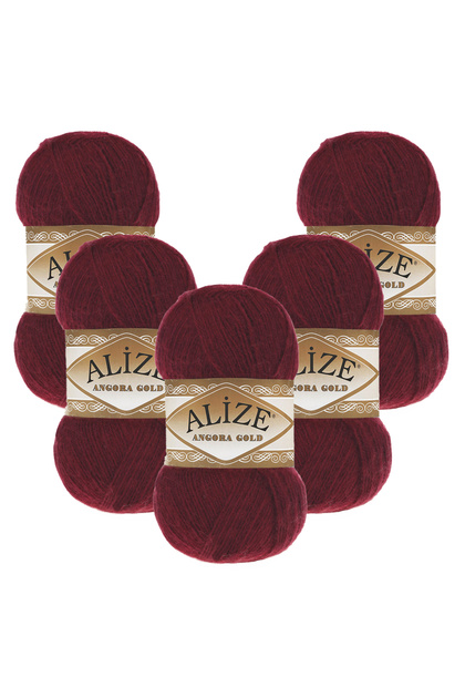 Angora Gold 5-Piece 057 Claret Red Hand Knitting Yarn