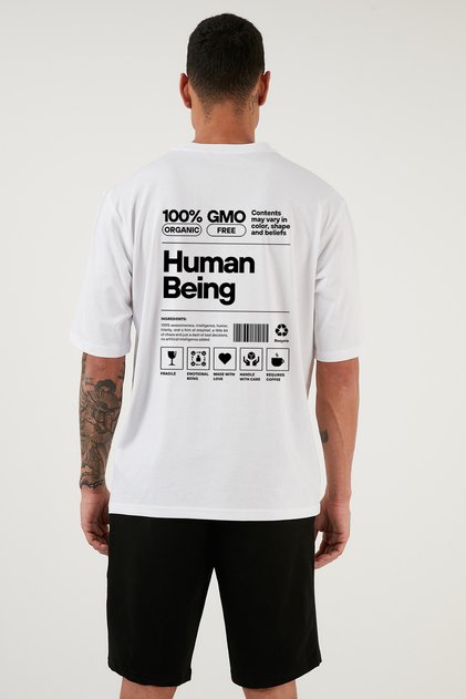 Unisex Oversize T-Shirt Human Being Design Back Printed T-Shirt Short Sleeve Summer T-Shirt