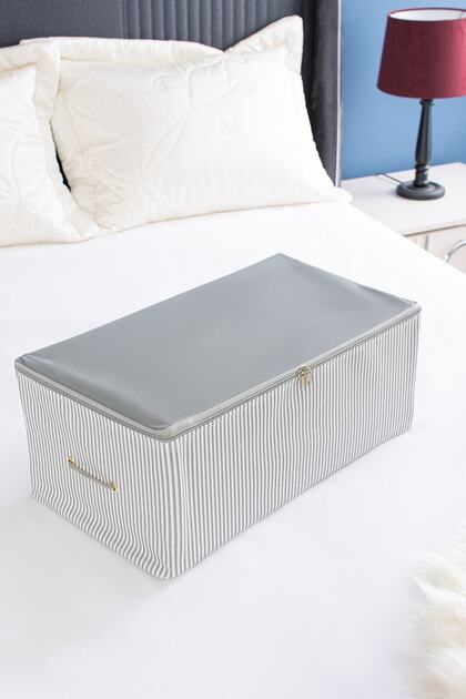 Small Size Anthracite Striped Storage Bag 52 X 28 X 21 Cm