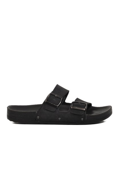 PC-7241 Black Nubuck Double Striped Men's Slippers