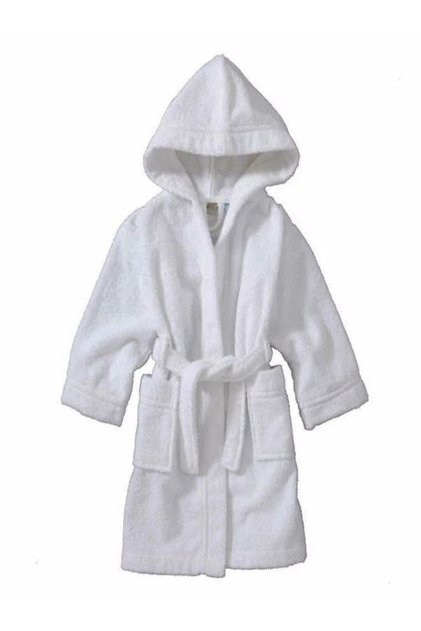 Hooded Cotton White Children's Bathrobe Age 9-10