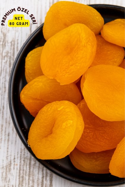 Premium Gurme Serisi Güneşte Kurutulmuş Yeni Mahsul Jumbo Kaysı Kurusu Sarı Malatya Kayısı(Net 80gr)