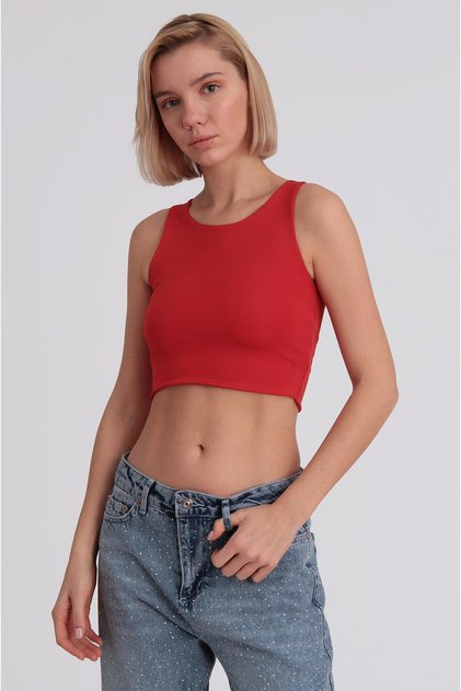 WOMEN'S DOUBLE FABRIC LYcra ROUND NECK CROP ATHLETE