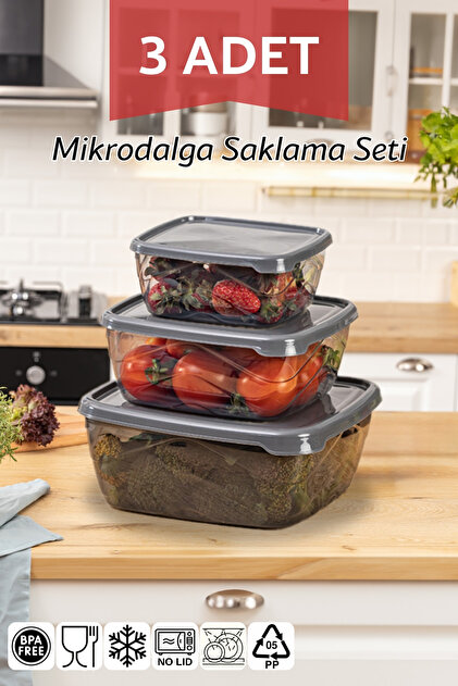 Nandy Home Kare Saklama Kabı Seti 3'lü - Mikrodalga/difriz