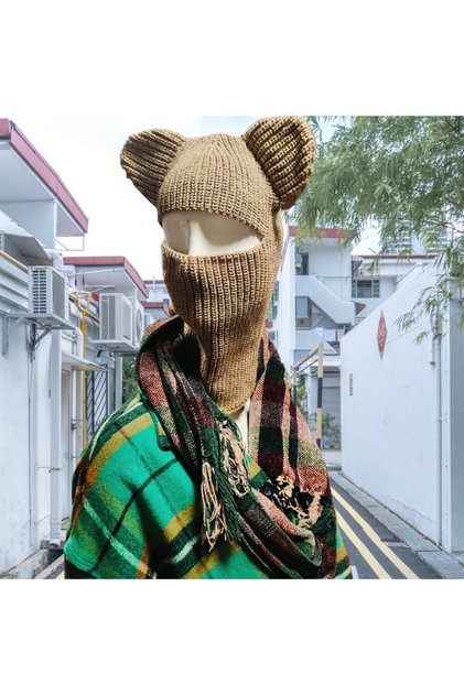 BALAKLAVA CU URECHI TRICOT SNOWMAKE URSU URSU