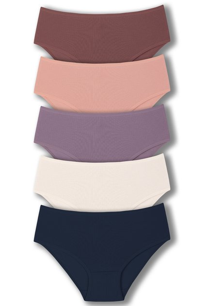 5-Piece Cotton Ribbed High Waist Large Size Women's Panties