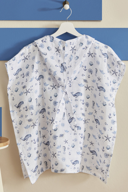 Young Ocean Printed Muslin Poncho 2-4 Years