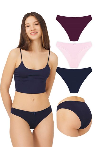 Cottonhill Basic Pamuklu Kadın Bikini Külot 3'lü Paket - 6 - 1