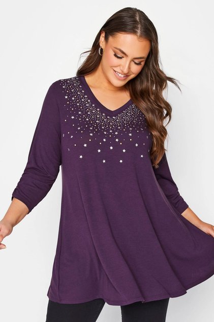 Plus Size V-Neck Half Sleeve Gathered Front Embroidery Detailed Blouse192760