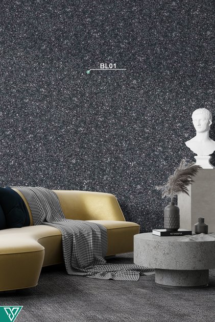 Ipek Sıva -parlak Beyaz Mika Taşlı Siyah Renk - Dekoratif Sıva - 1,5 Kg |5m² - Bl01