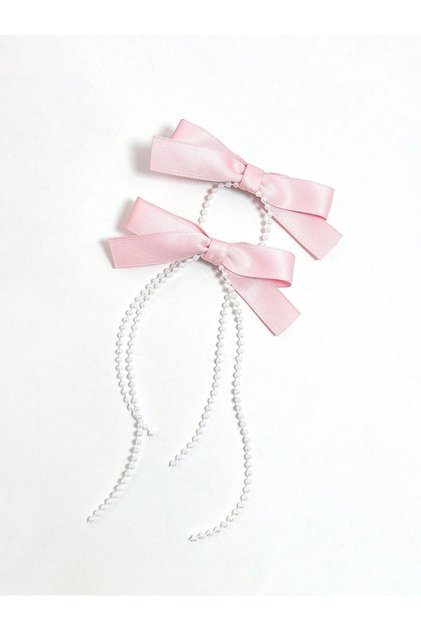 pearl dangle bow collet clasp