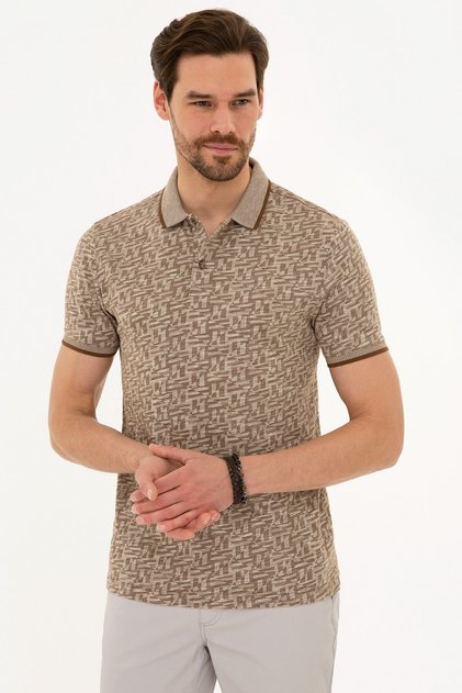 Brown Slim Fit Polo Neck T-Shirt