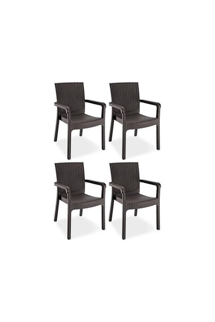 Trend Lüx Rattan Koltuk Rattan Desen Bahçe Koltuğu Balkon Bahçe Teras Sandalye Kahverengi 4'lü Set