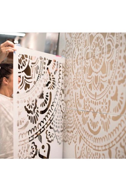 Bej Duvar Dekoratif Hazır Şablon Stencil 200x200 cm