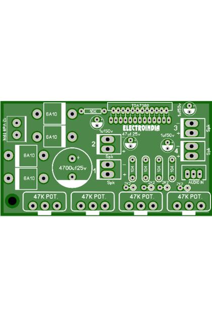 Amfi Devre Kartı Tda7388 4 Kanal 4x40 Watt