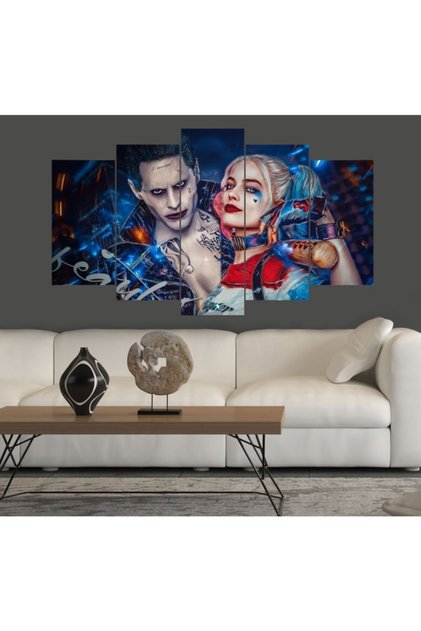 Harley Quinn Joker Tasarımlı Mdf Tablo 5 Parça