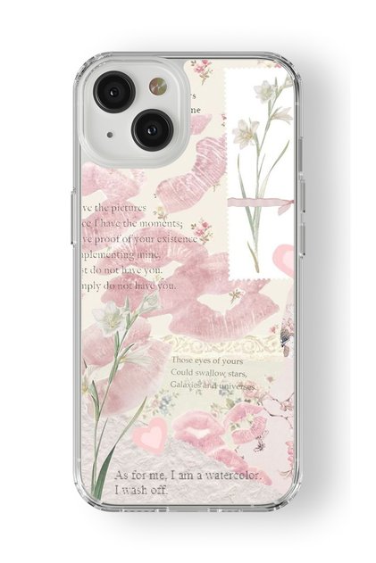 iPhone 13 Compatible Watercolor Design Printed Transparent Case