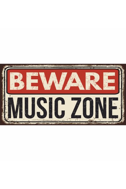 Beware Music Zone Music Zone Warning Sign Home Decoration Painting Mini Retro Wooden Poster