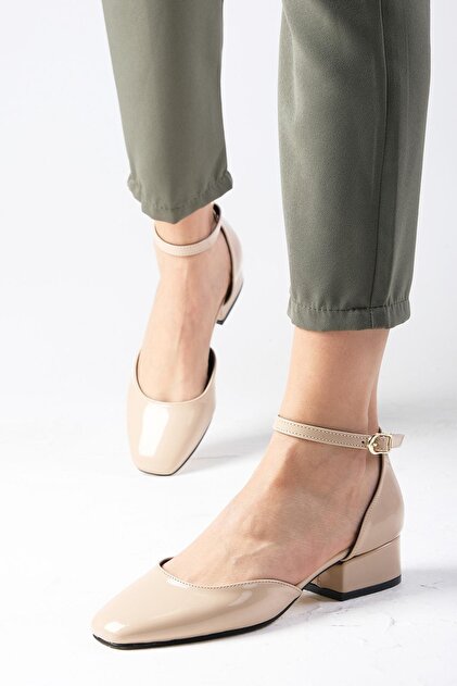 Mio Gusto Taylor Ten Rengi Rugan Küt Burunlu Kısa Topuklu Kadın Ayakkabı - 2