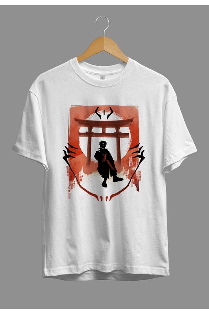 Loose Fit Jujutsu Kaisen Sukuna Ryomen Anime Character Printed Design T-Shirt