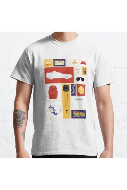 Loose Fit Unisex Back To The Future 35th Anniversary Icon Panels Design Printed T-shirt