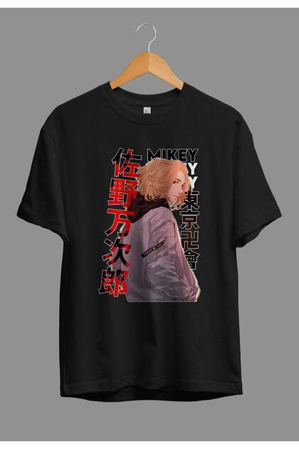 Loose Fit Unisex Tokyo Revengers Manjiro Sano (MİKEY) Anime Character Printed Custom Design T-Shirt