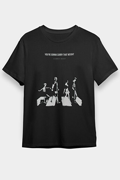 Unisex Loose Fit Cowboy Bebop Printed Black T-shirt - T-shirt