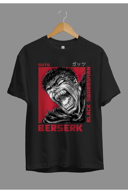 Loose Fit Unisex Berserk Anime Guts Character Design Printed T-Shirt