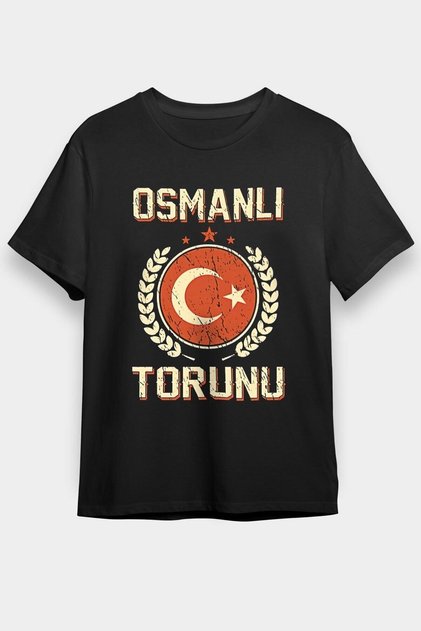 Unisex Loose Fit Ottoman Printed Black T-shirt - T-shirt