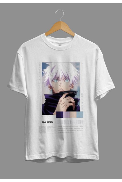 Loose Fit Jujutsu Kaisen Satoru Gojo Anime Character Printed Design T-Shirt