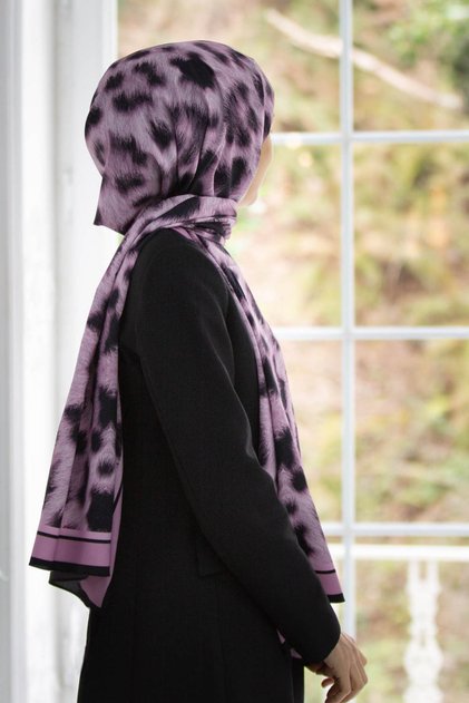 Luxury Medina Silk Leopard Patterned Mustard Color 75X195 Stain-Resistant Shawl Moss Crepe Sewing Type Italian Sewing