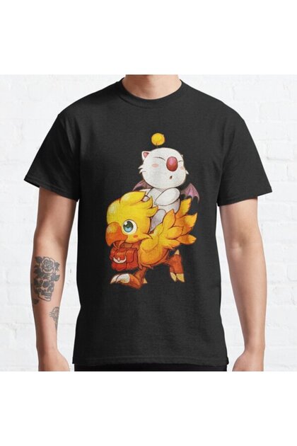 Loose Fit Chocobo & Moogle Final Fantasy Design Printed T-shirt