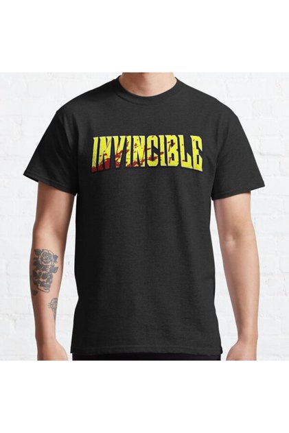 Loose Fit Invincible - Blood Stained Design Printed T-shirt